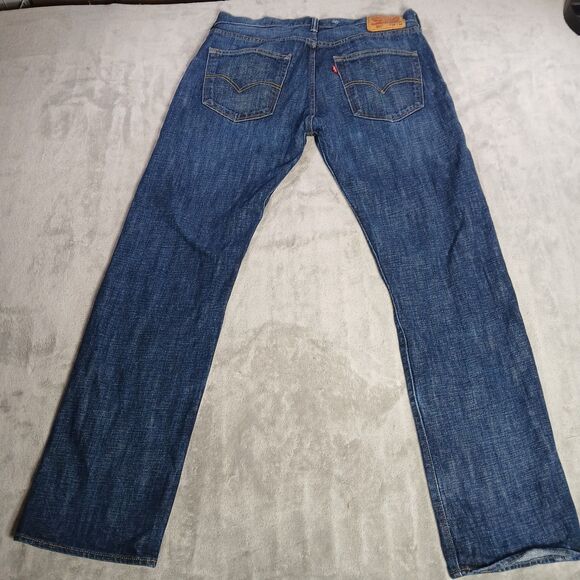 Levi's 501 Jeans Mens 36x34 Blue Button Fly Medium Wash Straight Classic Western - Picture 2 of 8
